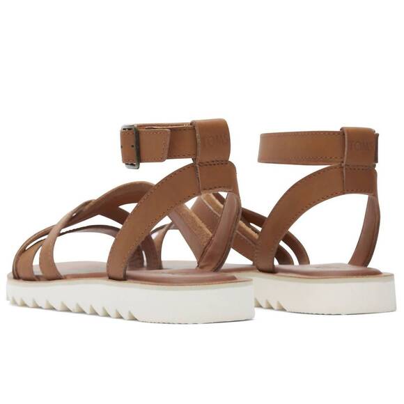 NEW TOMS women's rory strappy sandal in tan leather - Picture 4 of 6